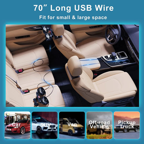 Airlyne Drive – 360° Dual-Head USB Car Fan