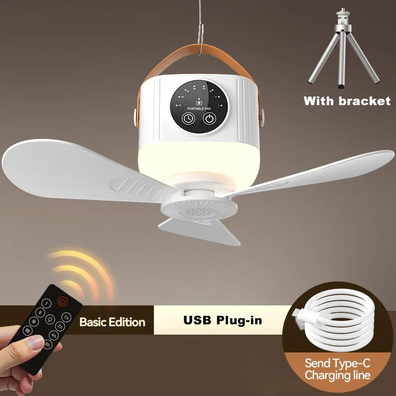 Airlyne Halo Camp – Rechargeable Ceiling Fan with LED