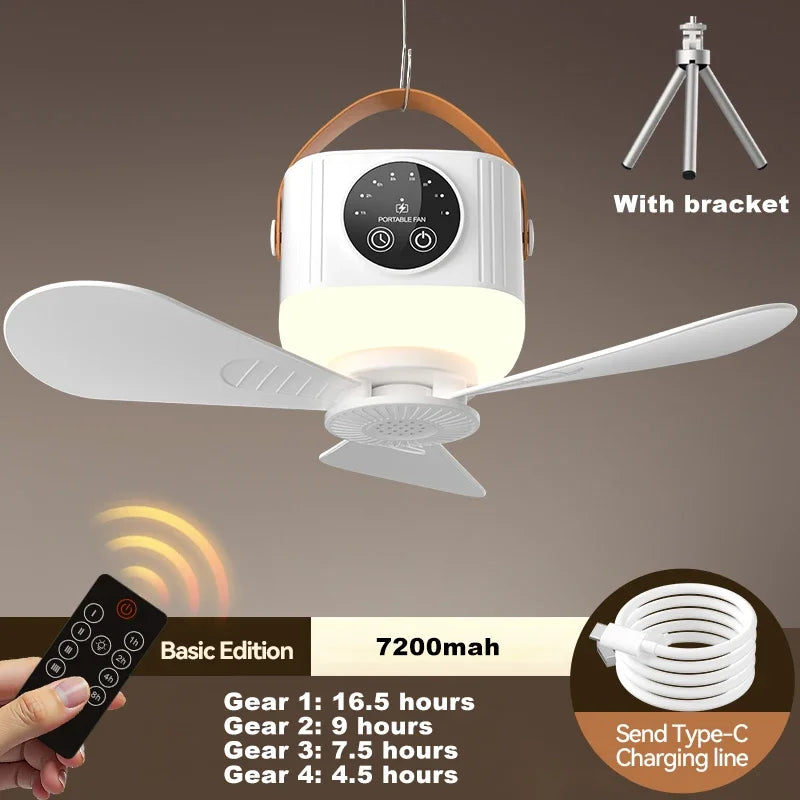 Airlyne Halo Camp – Rechargeable Ceiling Fan with LED