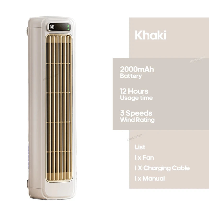 Airlyne Breeze Mini – Rechargeable Tower Fan, 3 Speeds